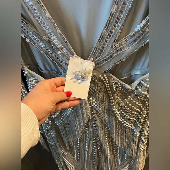 NWT - ASOS EDITION SEQUIN AND PEARL JUMPSUIT WITH FRINGING - Women’s size: 12 - Picture 11 of 16